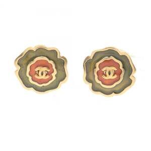CHANEL Authentic Gold Logo Earrings